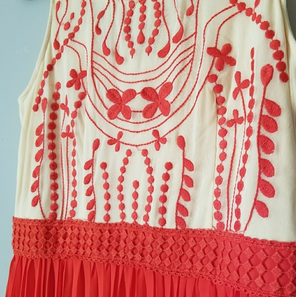 Beautiful boho maxi dress bright orangey-coral - Picture 3 of 4